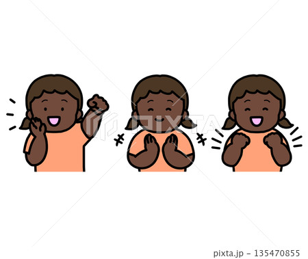 応援する・拍手する・喜ぶ 子供の感情表現 3点セット 135470855