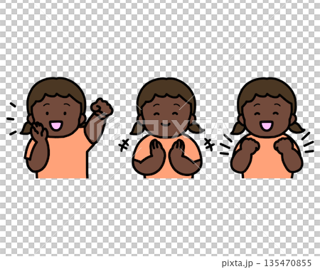 応援する・拍手する・喜ぶ 子供の感情表現 3点セット 135470855