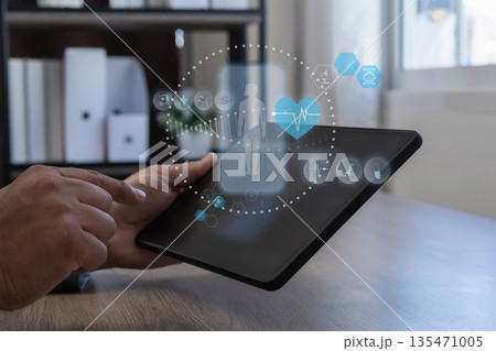 health monitoring man Using Technology innovation Application for Personal Wellbeing innovation health chart analysis report and check health 135471005