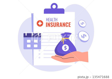 Health Insurance Premium Payment and Monthly Installment Concept Illustration 135471688