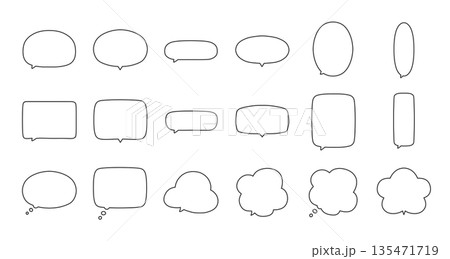 タイトルや説明に使えるシンプルな手描きの吹き出しイラストセット 135471719