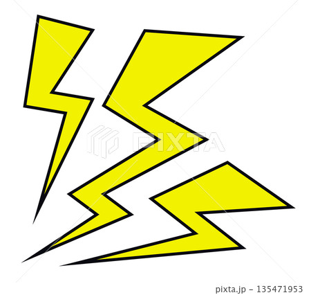 危険な電気が放電して感電する雷やイナヅマのイラスト素材 135471953