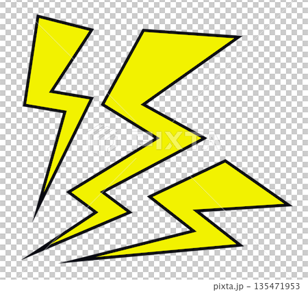 危険な電気が放電して感電する雷やイナヅマのイラスト素材 135471953