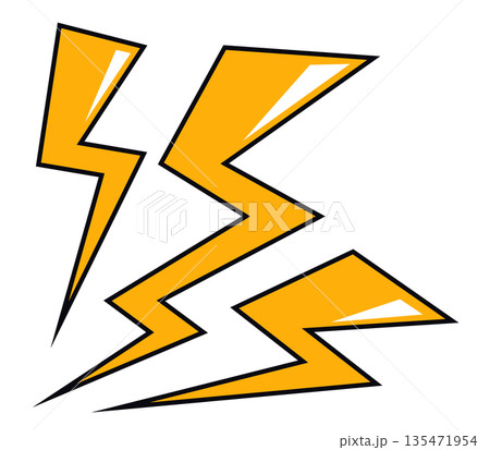 危険な電気が放電して感電する雷やイナヅマのイラスト素材 135471954