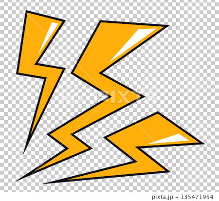 危険な電気が放電して感電する雷やイナヅマのイラスト素材 135471954