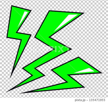 閃電和雷聲的插圖素材，它們會導致危險的放電和觸電事故。 135471955