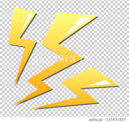 危険な電気が放電して感電する雷やイナヅマのイラスト素材 135471957