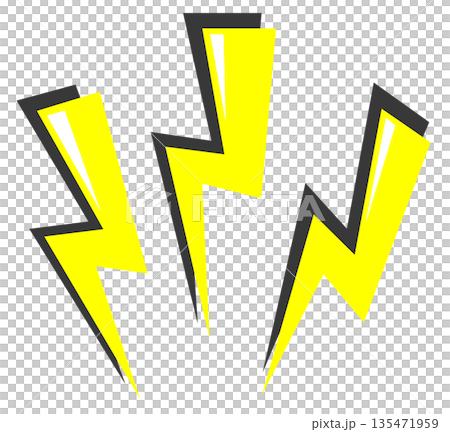 危険な電気が放電して感電する雷やイナヅマのイラスト素材 135471959