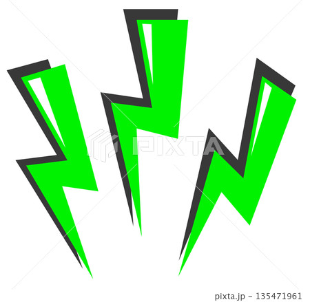 危険な電気が放電して感電する雷やイナヅマのイラスト素材 135471961