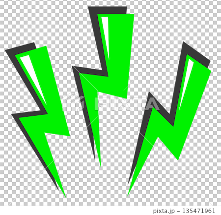危険な電気が放電して感電する雷やイナヅマのイラスト素材 135471961