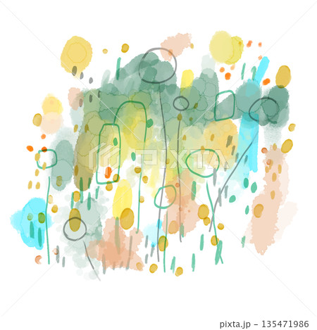 花の水彩風抽象画　イラスト 135471986