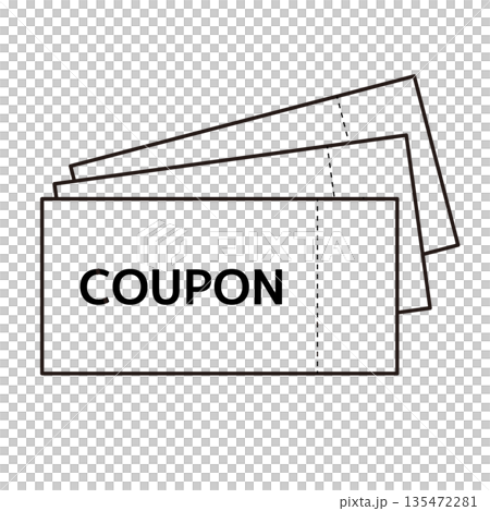 兩張優惠券的單色象形圖圖標 兩張優惠券的單色象形圖圖標 135472281