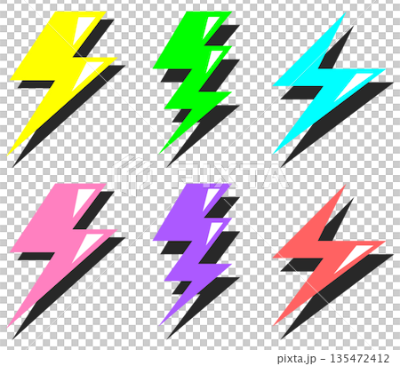閃光と共に高電圧で放電する雷と稲妻のイラスト 閃光と共に高電圧で放電する雷と稲妻のイラスト 135472412