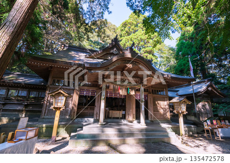 Takachiho wooden Shinto shrine, Miyazaki,  Japan 135472578