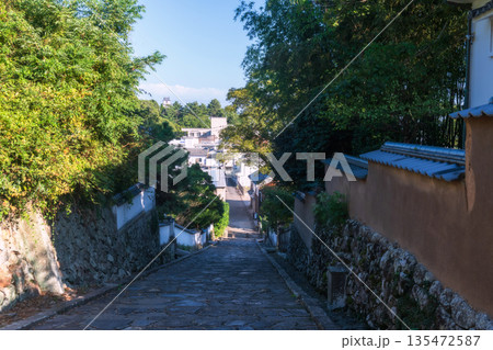 Iconic Kanjoba no Saka slope with old Kitsuki town and castle, Oita 135472587