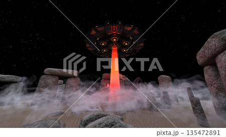UFOに攻撃される古代遺跡 135472891