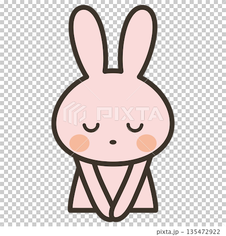 お辞儀をするかわいいうさぎキャラの上半身イラスト お辞儀をするかわいいうさぎキャラの上半身イラスト 135472922