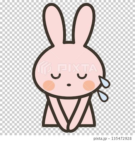 Upper body illustration of a cute rabbit character apologizing Upper body illustration of a cute rabbit character apologizing 135472928