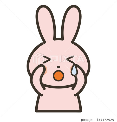 悲しくて泣くかわいいうさぎキャラの上半身イラスト 悲しくて泣くかわいいうさぎキャラの上半身イラスト 135472929