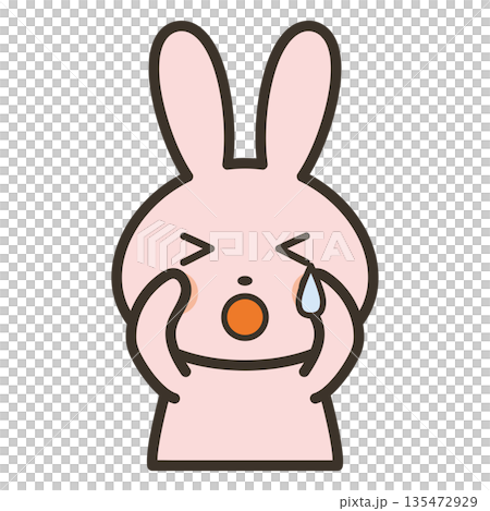 悲しくて泣くかわいいうさぎキャラの上半身イラスト 悲しくて泣くかわいいうさぎキャラの上半身イラスト 135472929