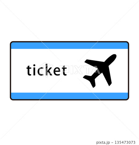 飛行機のイラスト入り航空券チケットのイラスト 135473073