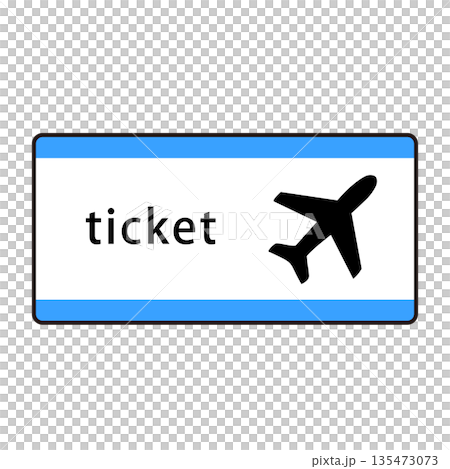飛行機のイラスト入り航空券チケットのイラスト 135473073