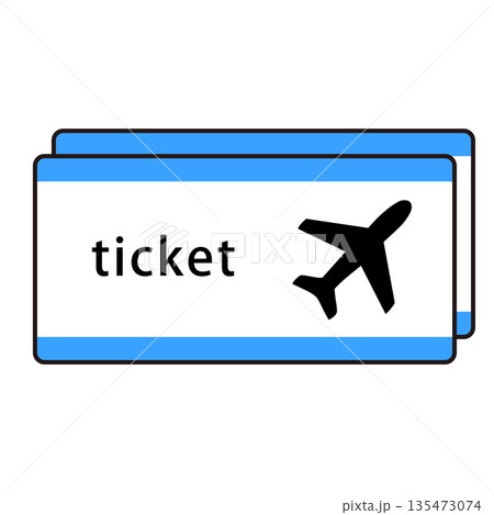 飛行機イラスト入り航空券チケット2枚セット 135473074