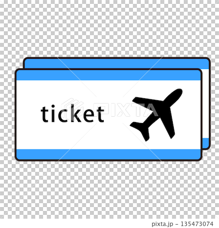 飛行機イラスト入り航空券チケット2枚セット 135473074