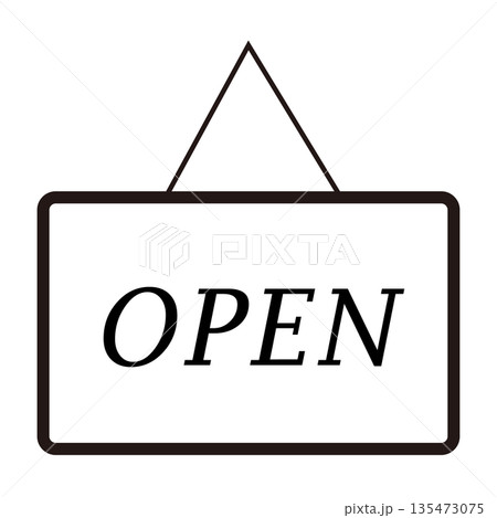 OPENの看板イラスト　営業中を示すサイン 135473075