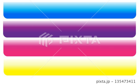 Glossy Rectangular Web Banner Set: Colorful Gradient Button Backgrounds, Vibrant Blue, Purple, Pink, and Yellow UI Elements for Website Header Design 135473411