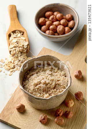 healthy plant based protein powder for vegan meal 135473621