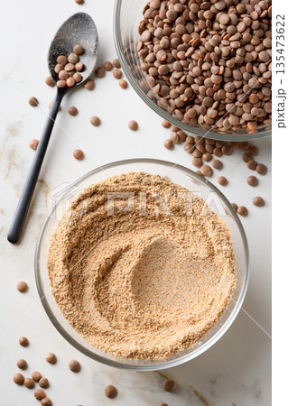 healthy plant based protein powder for vegan meal 135473622