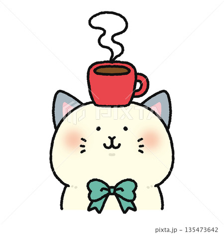 コーヒーと可愛いネコ 135473642