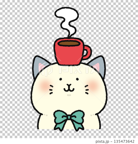 コーヒーと可愛いネコ 135473642