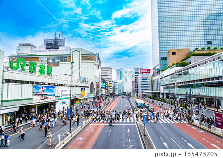 国道20号と新宿駅前の夏の風景1 東京都新宿区 国道20号と新宿駅前の夏の風景1 東京都新宿区 135473705
