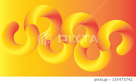 Abstract 3D Fluid Wave Background: Vibrant Yellow and Orange Gradient Intertwining Tubes, Modern Motion Graphic for Tech Design and Creative Banners Abstract 3D Fluid Wave Background: Vibrant Yellow and Orange Gradient Intertwining Tubes, Modern Motion Graphic for Tech Design and Creative Banners 135473742