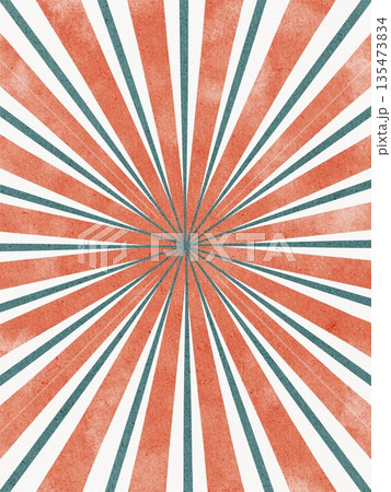 Circus Radial Watercolor Background With Red And Blue Rays 135473834