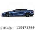 青いスポーツカーのサイドビュー（自動車のイラスト・横向き） 135473863