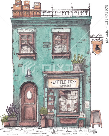Store retail storefront watercolor art Store retail storefront watercolor art 135473979