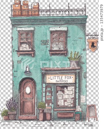 Store retail storefront watercolor art Store retail storefront watercolor art 135473979