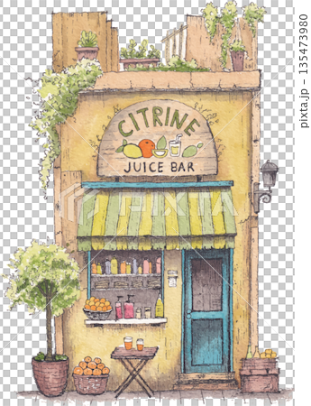 Store watercolor shop front isolated Store watercolor shop front isolated 135473980