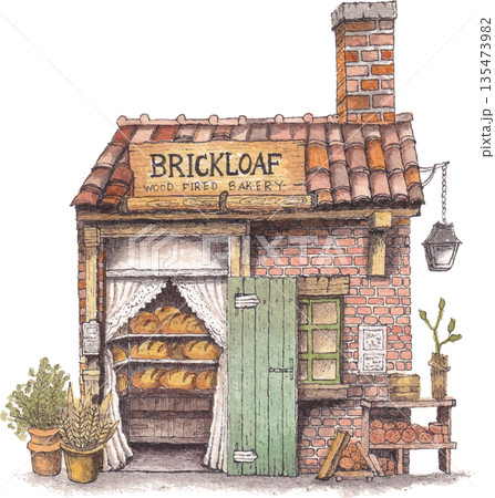 Store watercolor local shop illustration Store watercolor local shop illustration 135473982