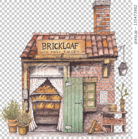 Store watercolor local shop illustration Store watercolor local shop illustration 135473982