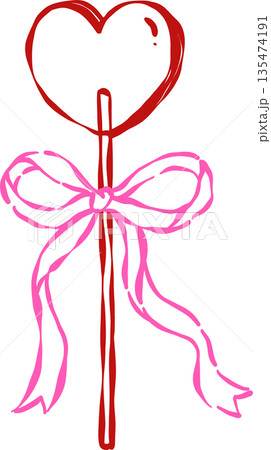 Whimsical Hand Drawn Coquette Heart Lollipop Candy Valentine 135474191