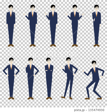 Basic pose set for businessmen 135474930