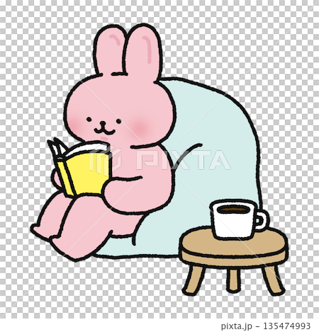 Cute rabbit reading a book 135474993