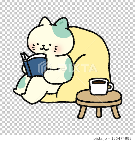 Cute cat reading a book 135474995