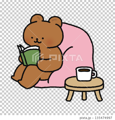 Cute bear reading a book 135474997
