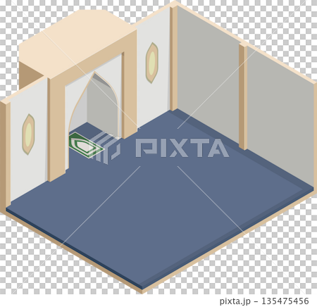 Isometric empty mosque interior 135475456