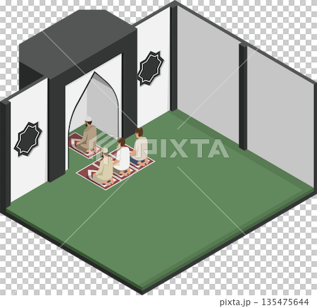 People doing prayer in mosque illustration People doing prayer in mosque illustration 135475644